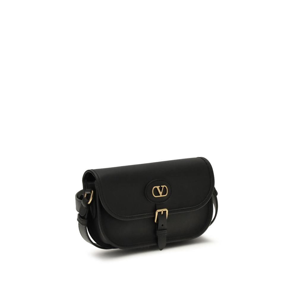 Valentino Garavani Black Calf Leather Bos Taurus Shoulder Bag