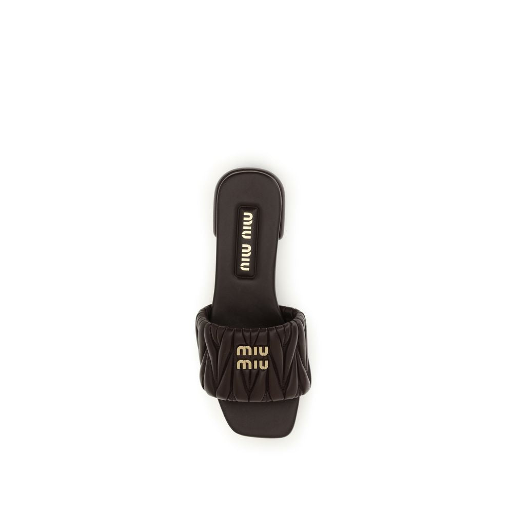 Miu Miu Brown Calf Leather Bos Taurus Flat Sandals