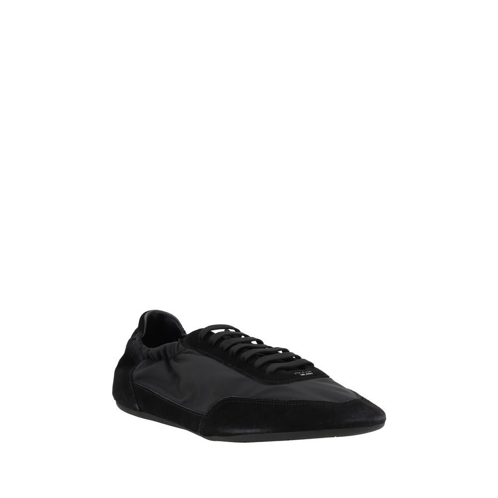 Prada Black Calf Leather Bos Taurus Athletic Sneakers