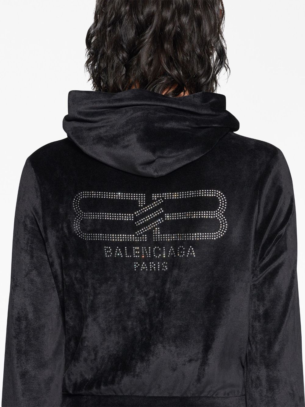 Кадифено суичър с цип и украса от кристали Balenciaga