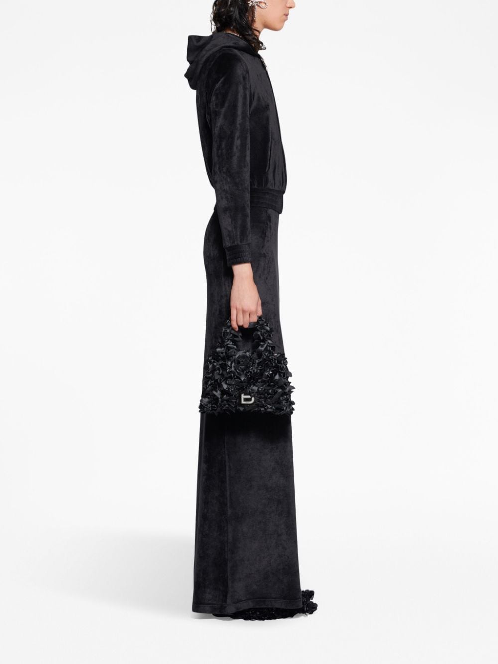 Кадифено суичър с цип и украса от кристали Balenciaga