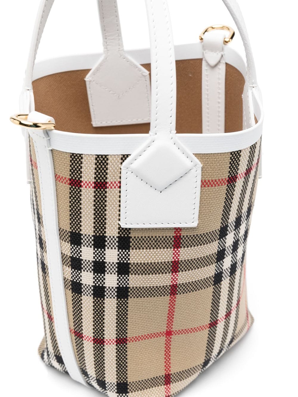 Мини чанта кофа Burberry с кариран мотив