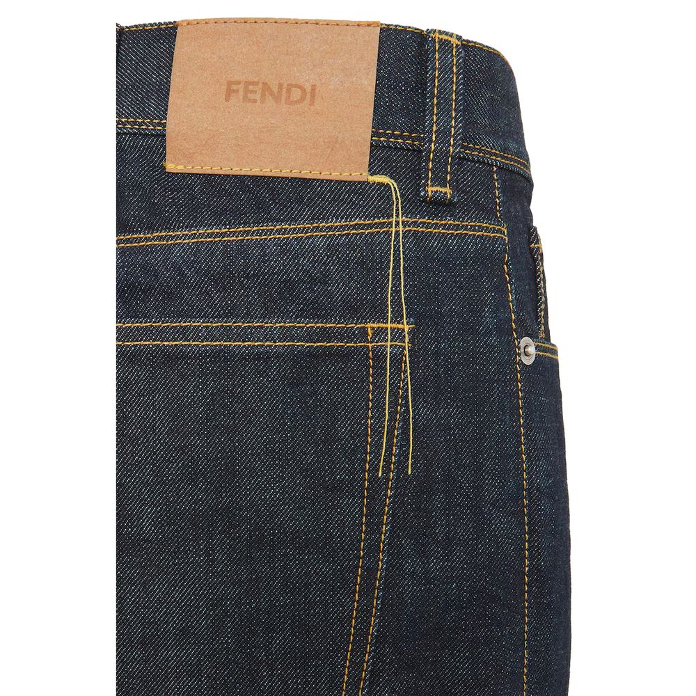 Fendi Blue Cotton Slim Fit Jeans