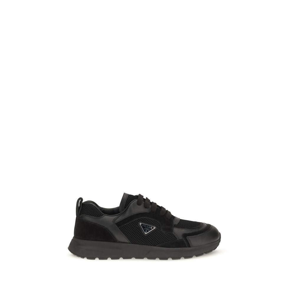Prada Black Calf Leather Bos Taurus Athletic Sneakers