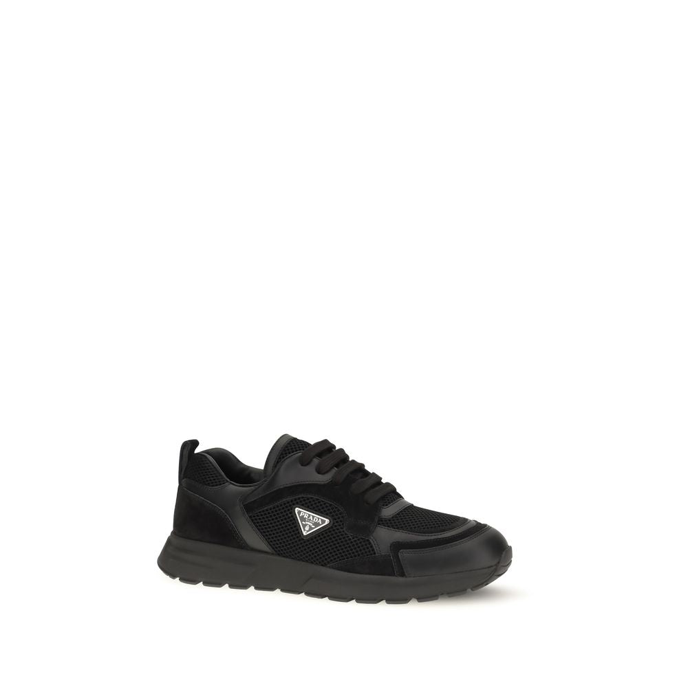Prada Black Calf Leather Bos Taurus Athletic Sneakers