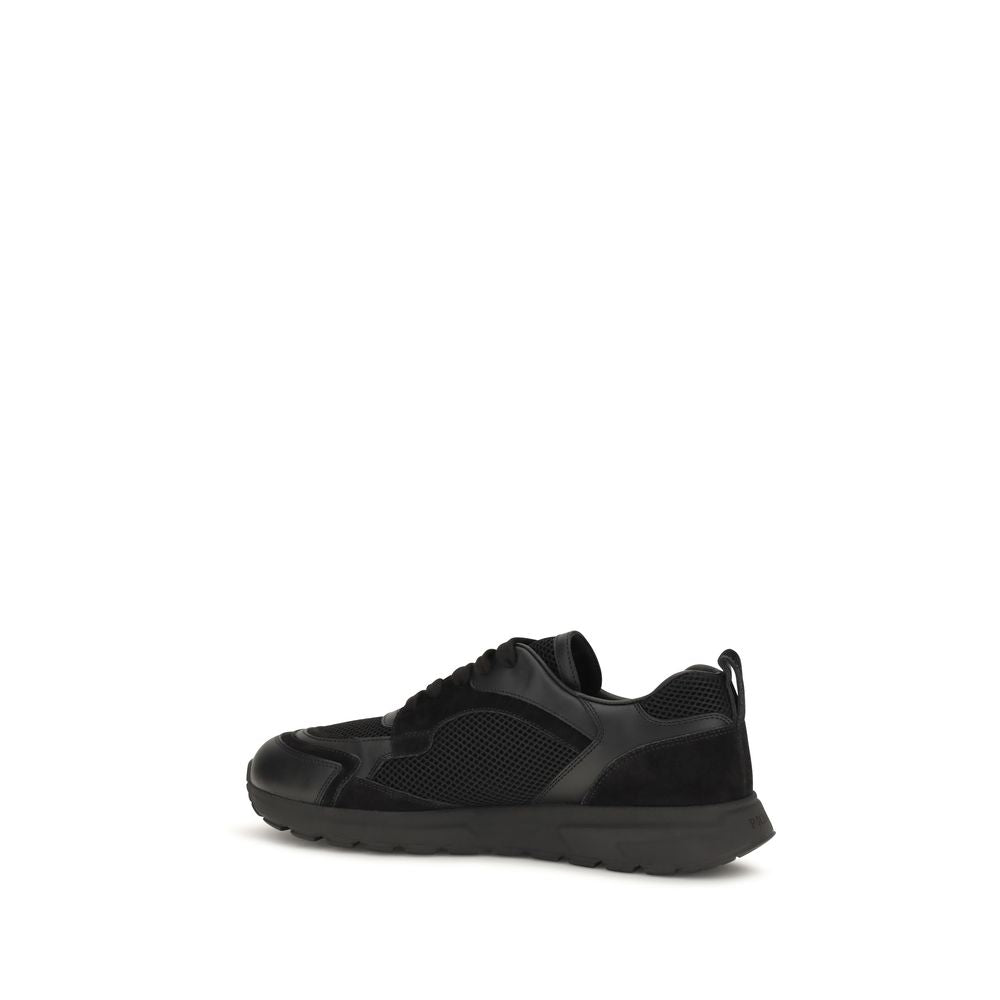 Prada Black Calf Leather Bos Taurus Athletic Sneakers