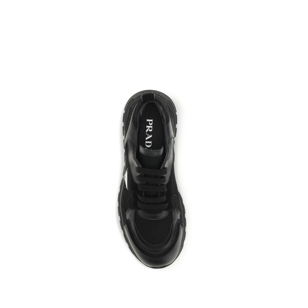 Prada Black Calf Leather Bos Taurus Athletic Sneakers
