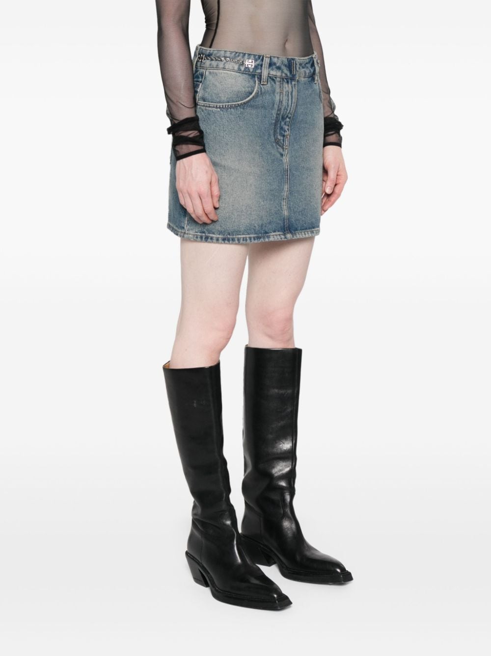Поли Givenchy в прозрачно синьо