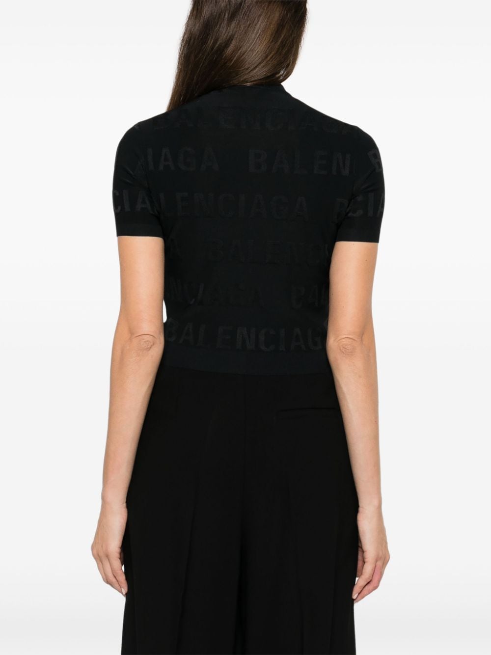 Къс топ с жакардово лого на Balenciaga