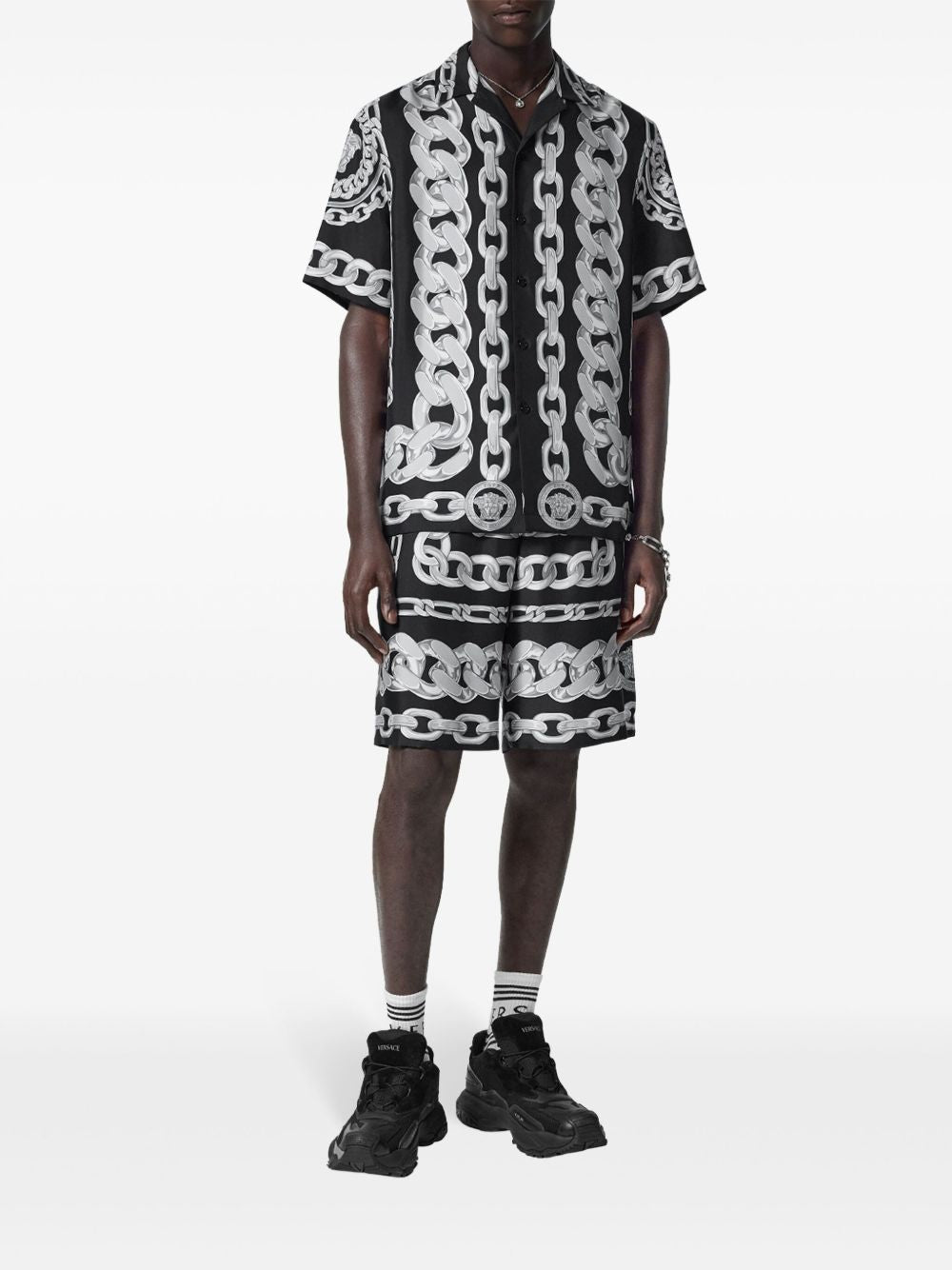 Копринени шорти Versace Medusa Chains