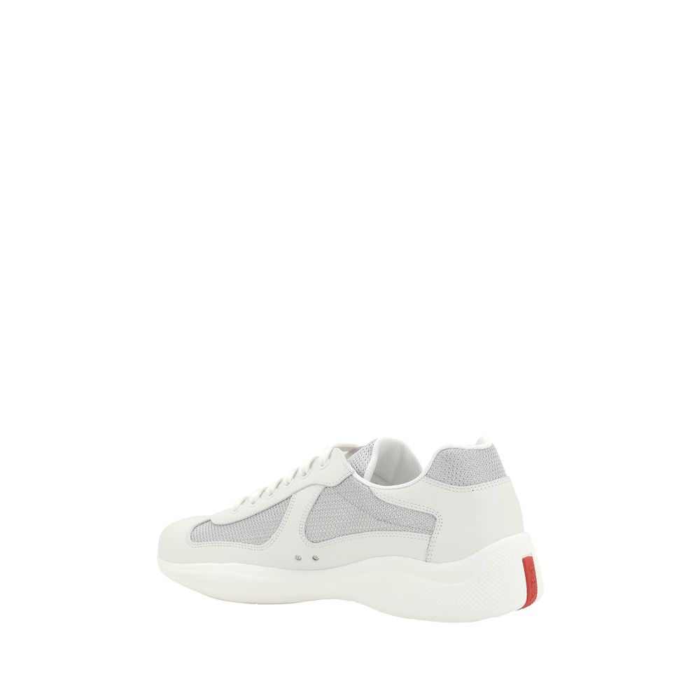 Prada White Calf Leather Bos Taurus Athletic Sneakers