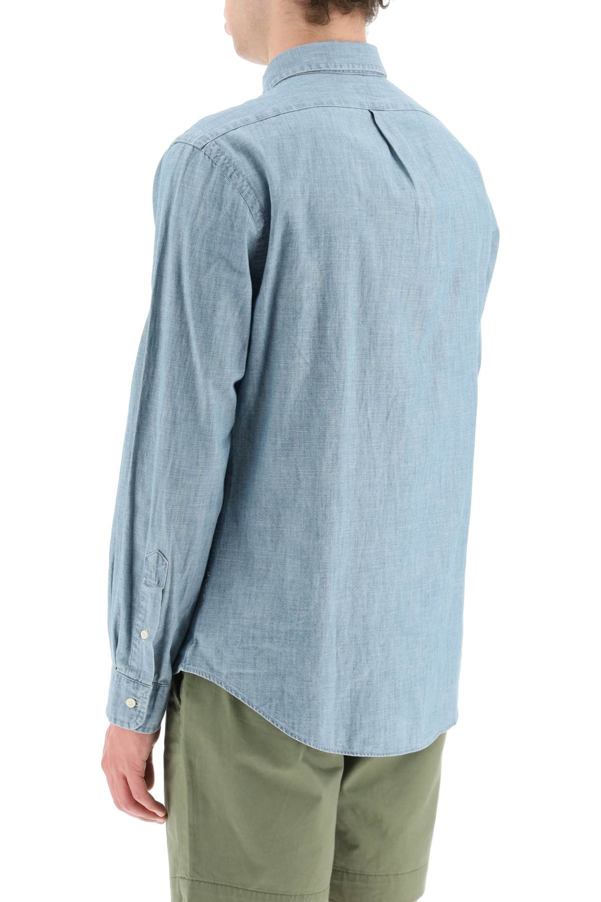 Риза Polo Ralph Lauren slim fit от шамбре с ефект на измиване на камък