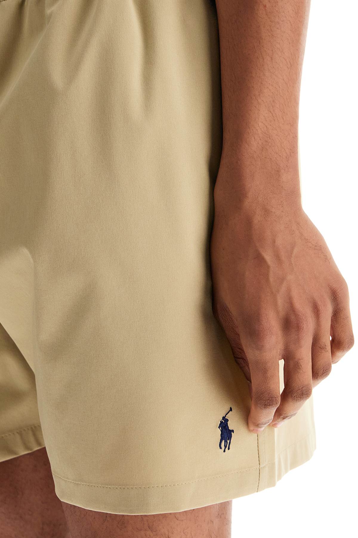 Бежови едноцветни бански гащи Polo Ralph Lauren от рециклиран полиестер с джоб