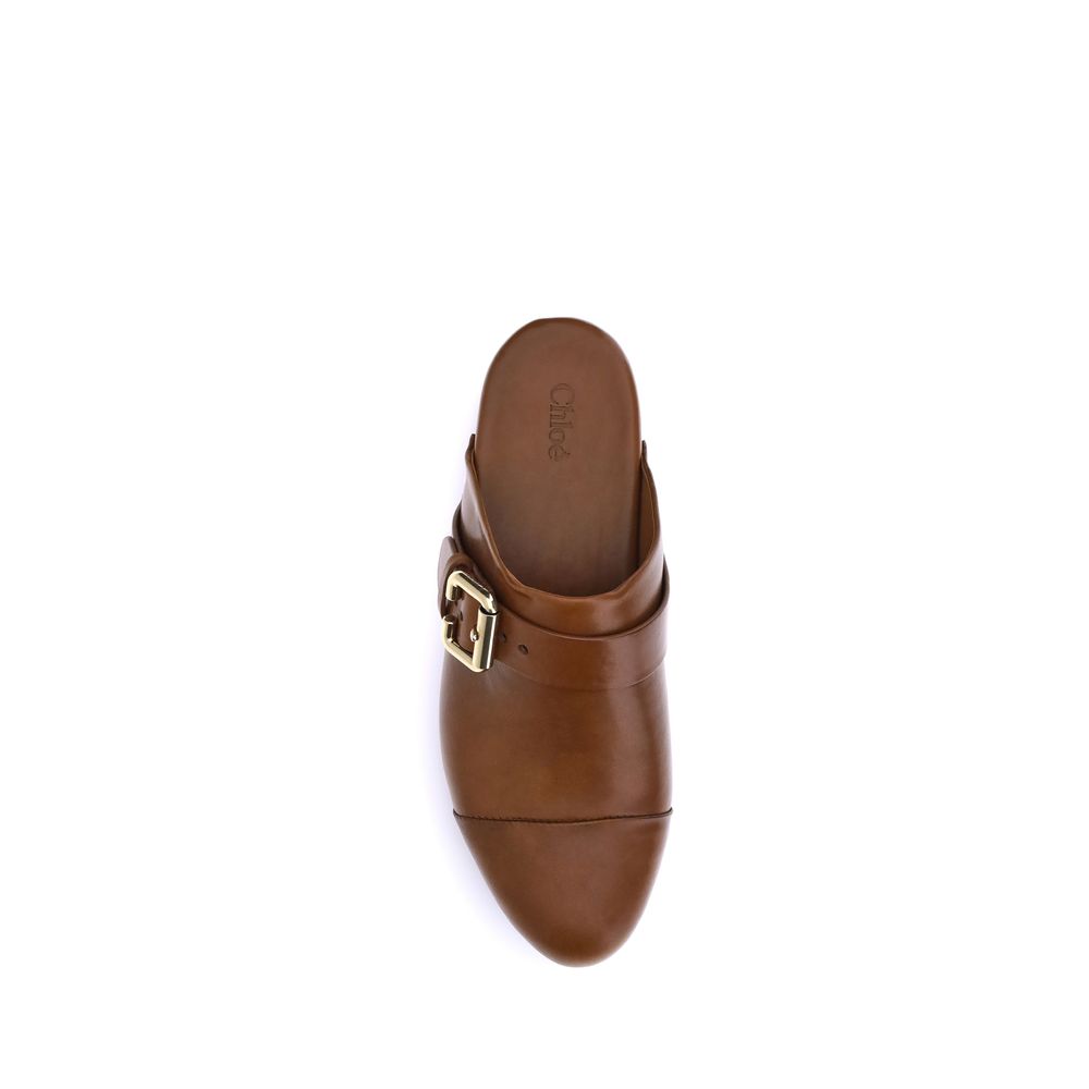 Chloé Brown Calf Leather Bos Taurus Clogs