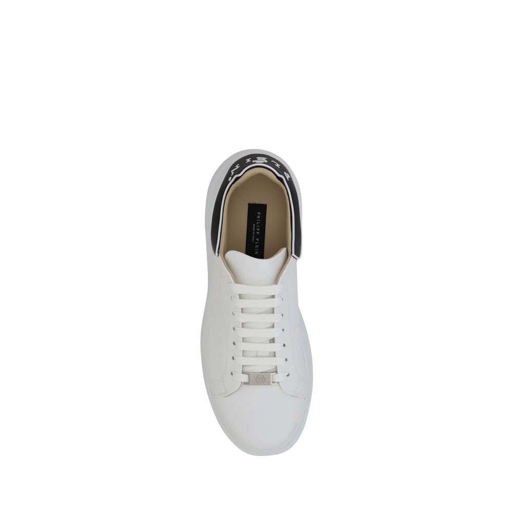 Philipp Plein White Calf Leather Bos Taurus Low Top Sneakers