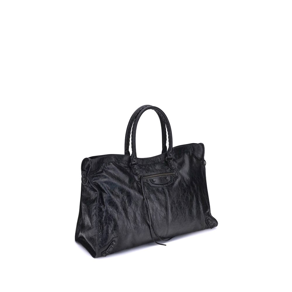 Чанта на рамо Balenciaga Bos Taurus от черна телешка кожа