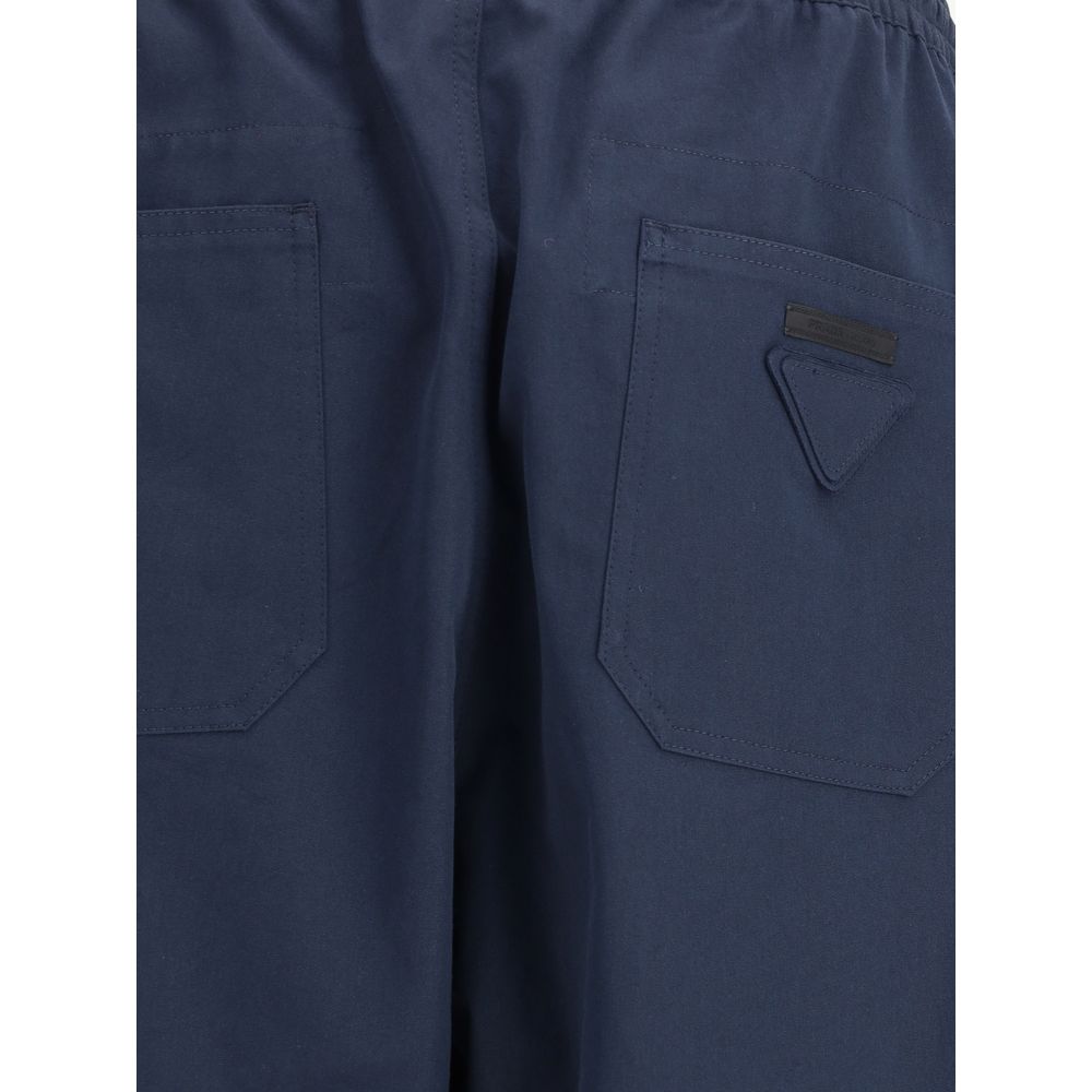 Prada Blue Cotton Casual Pants