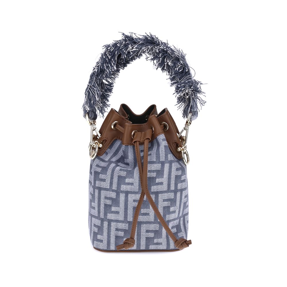 Светлосиня памучна чанта през рамо Fendi