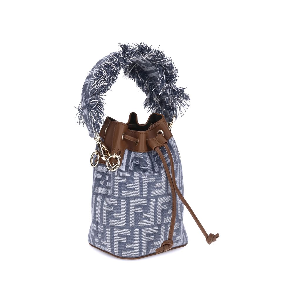 Светлосиня памучна чанта през рамо Fendi