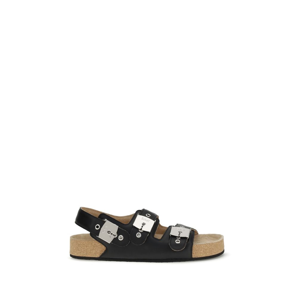Плоски сандали от телешка кожа в черно от Balenciaga, модел Bos Taurus.