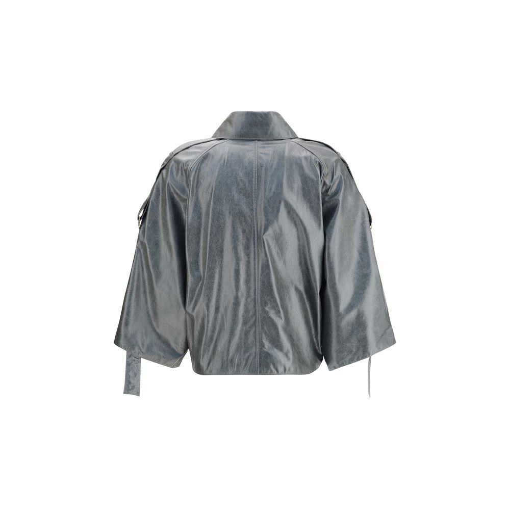 Max Mara Green Calf Leather Bos Taurus Coat