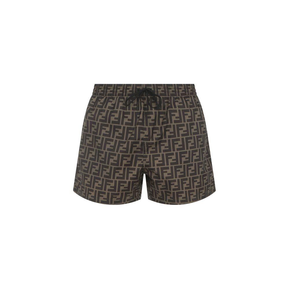 Fendi Brown Polyester Swim Shorts