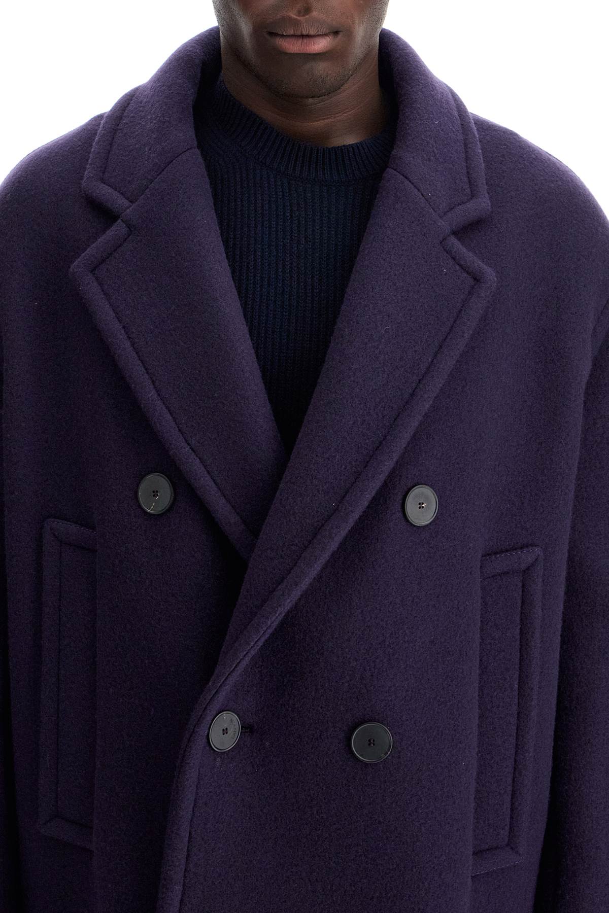Двуредно тежко вълнено палто Lanvin