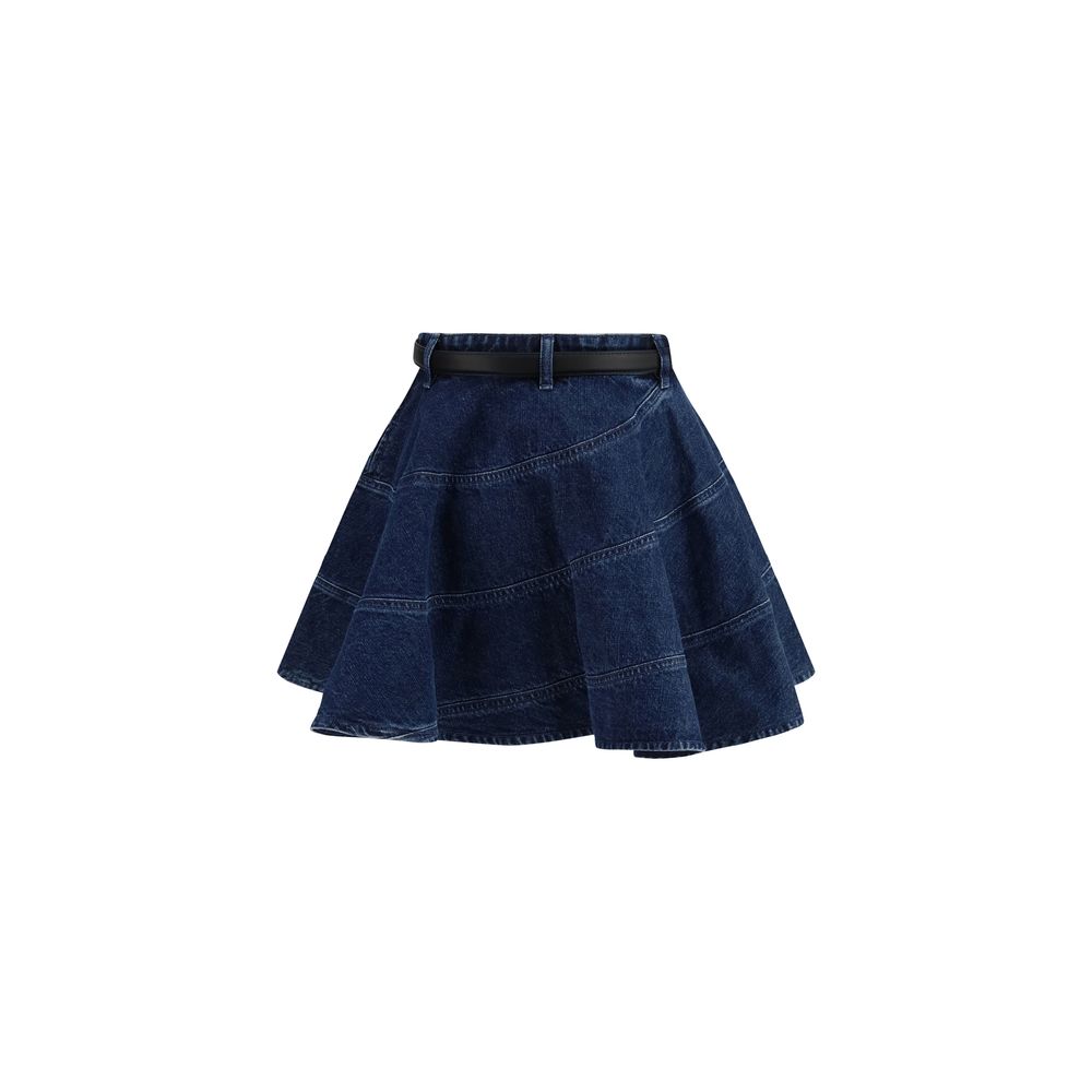 Self-Portrait Blue Cotton Mini Skirt