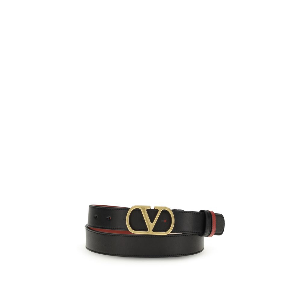 Valentino Garavani Black Calf Leather Bos Taurus Regular Belt