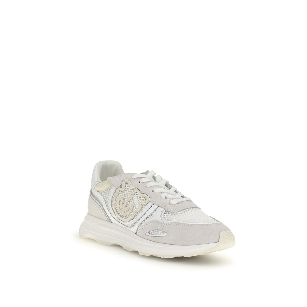 PINKO White Calf Leather Bos Taurus Athletic Sneakers