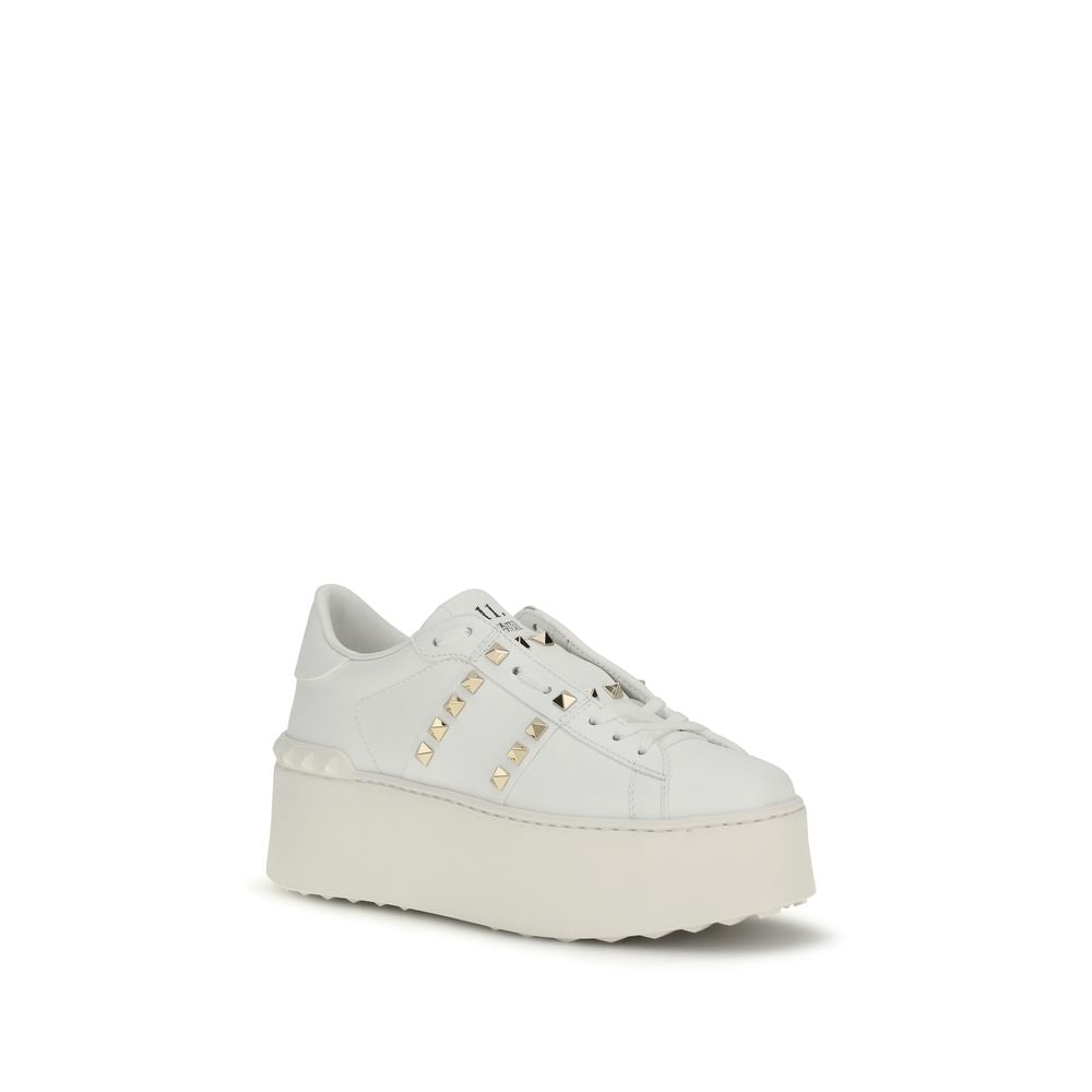 Valentino Garavani White Calf Leather Bos Taurus Platform Sneakers