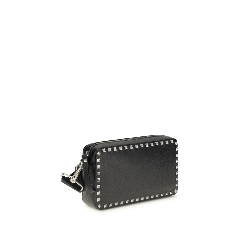 Valentino Garavani Black Calf Leather Bos Taurus Shoulder Bag