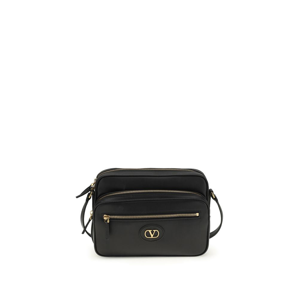 Valentino Garavani Black Calf Leather Bos Taurus Shoulder Bag