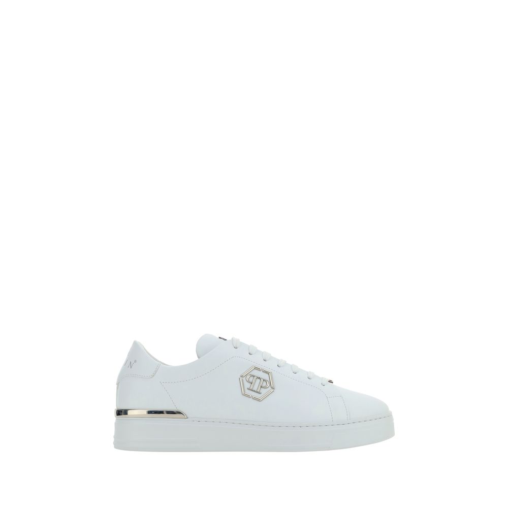 Philipp Plein White Leather Low Top Sneakers
