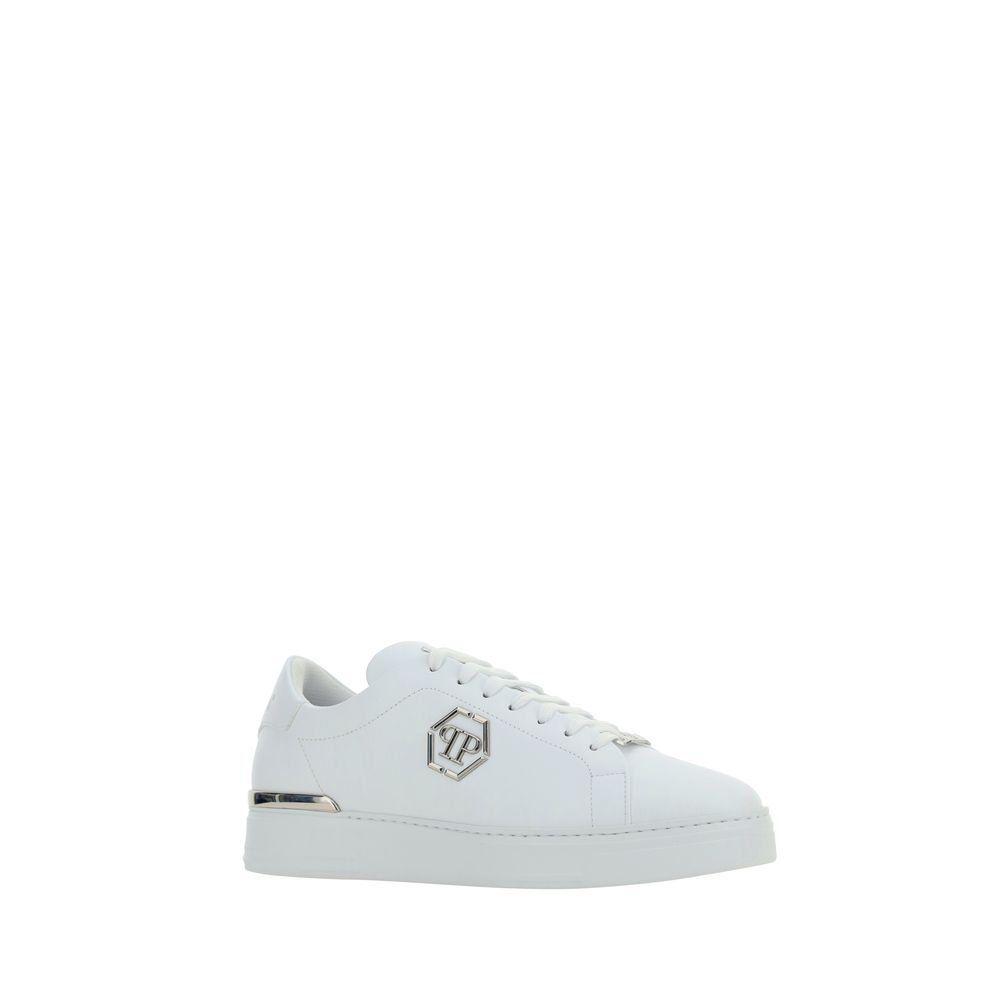 Philipp Plein White Leather Low Top Sneakers