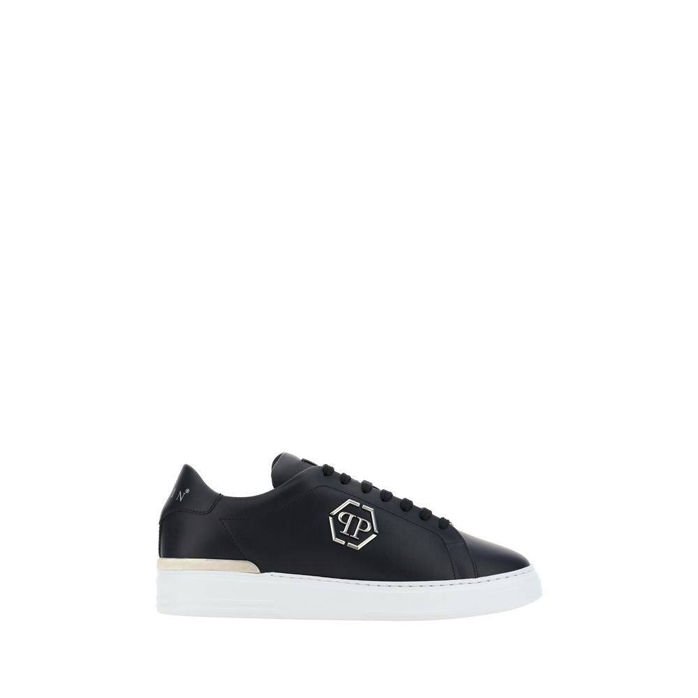 Philipp Plein Black Leather Low Top Sneakers