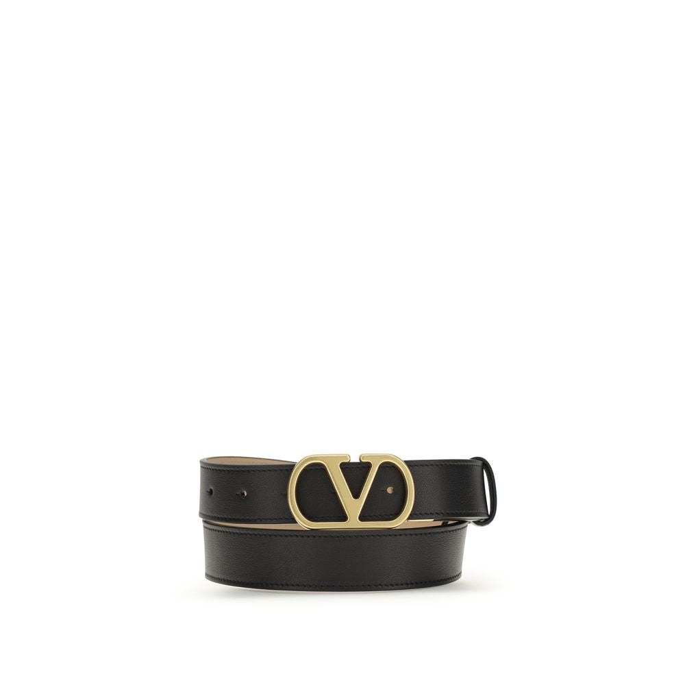 Valentino Garavani Black Calf Leather Bos Taurus Regular Belt