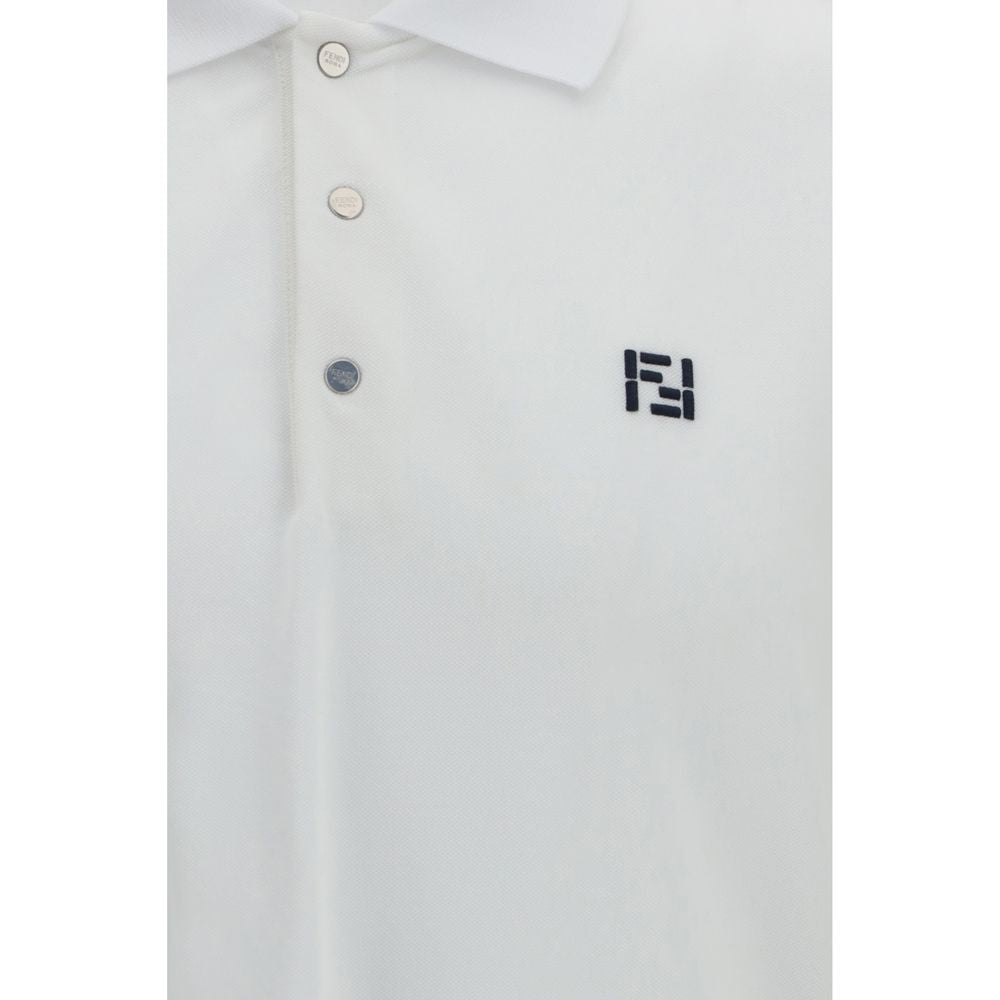 Fendi White Cotton Polo Shirt