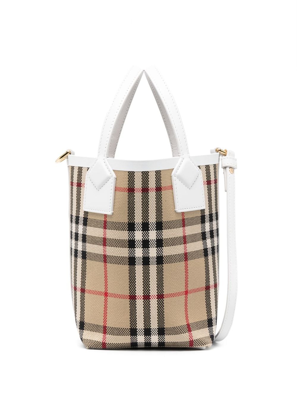 Мини чанта кофа Burberry с кариран мотив