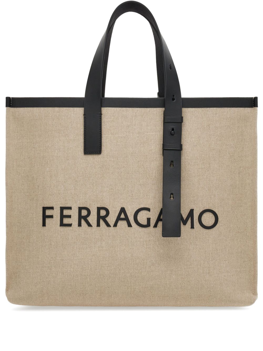 Кожена чанта тип „тоут“ с релефно лого на Ferragamo