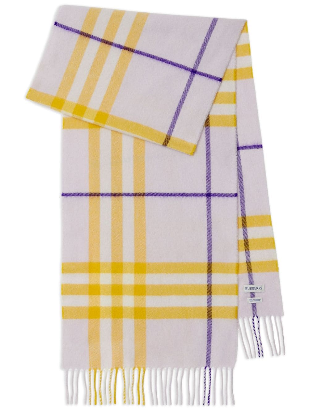 Кашмирен шал Burberry с карирани ресни