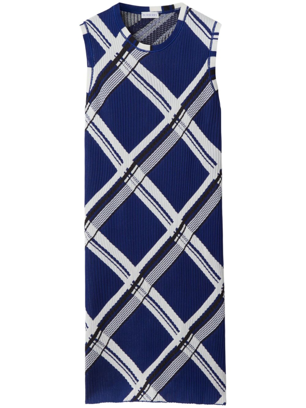 Копринена рокля с кариран принт Burberry