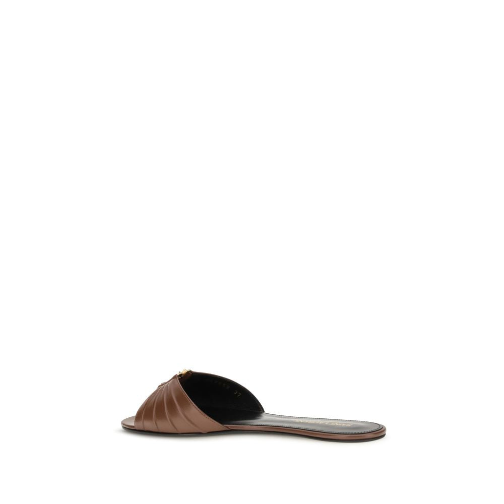 Saint Laurent Brown Calf Leather Bos Taurus Mules