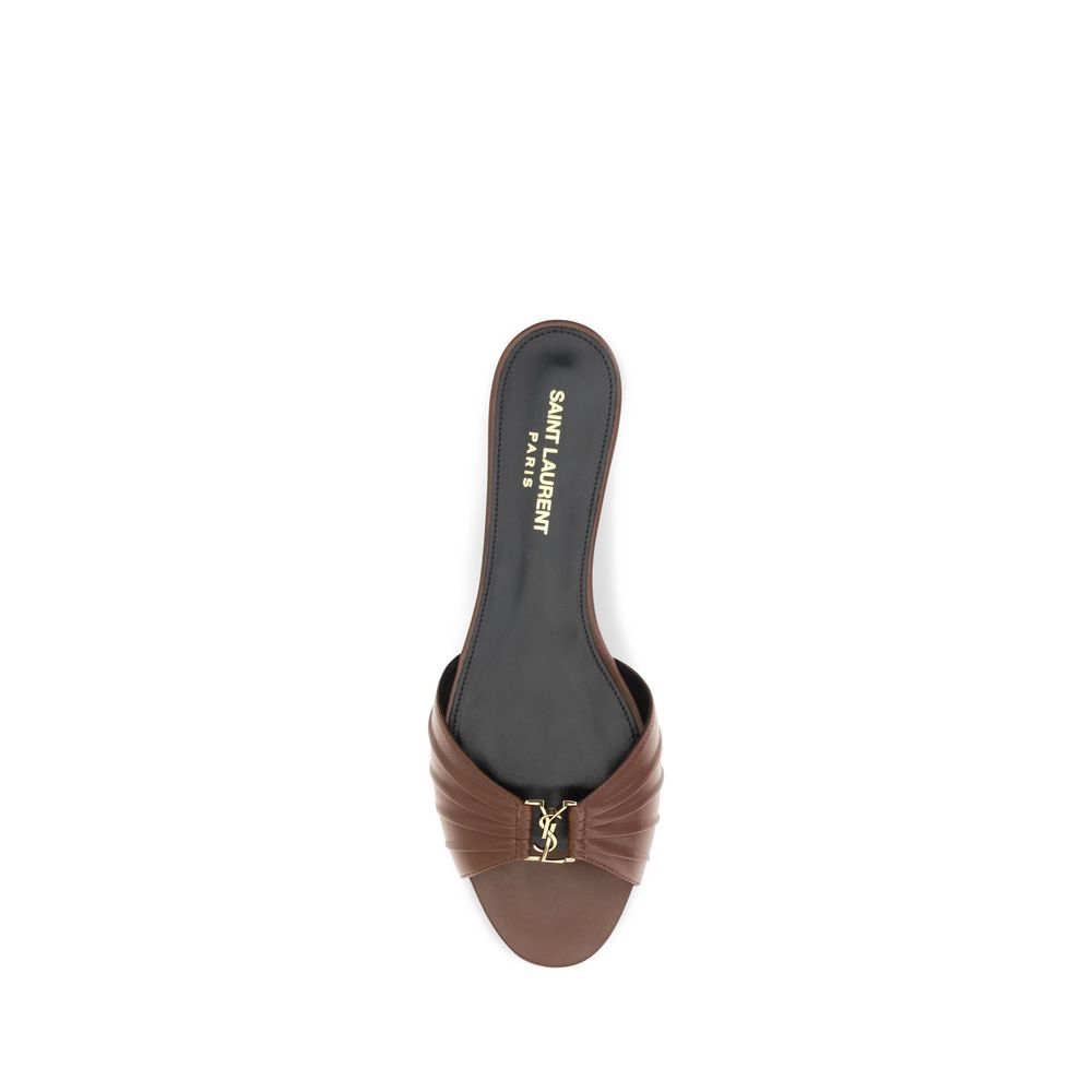 Saint Laurent Brown Calf Leather Bos Taurus Mules
