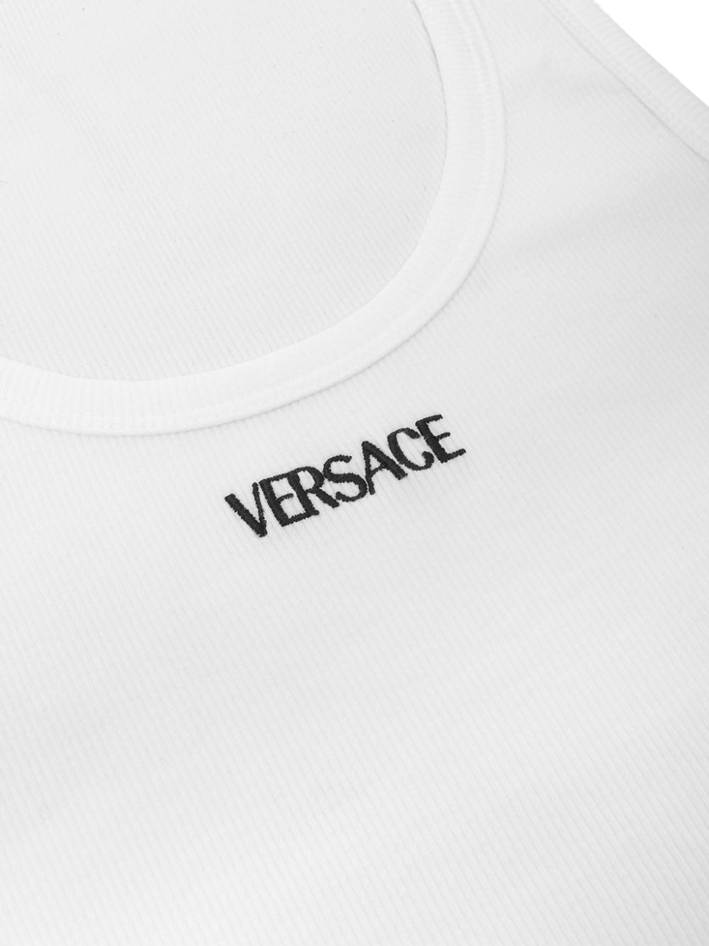 Ребрена блуза от еластично памучно джърси с бродирано лого на Versace