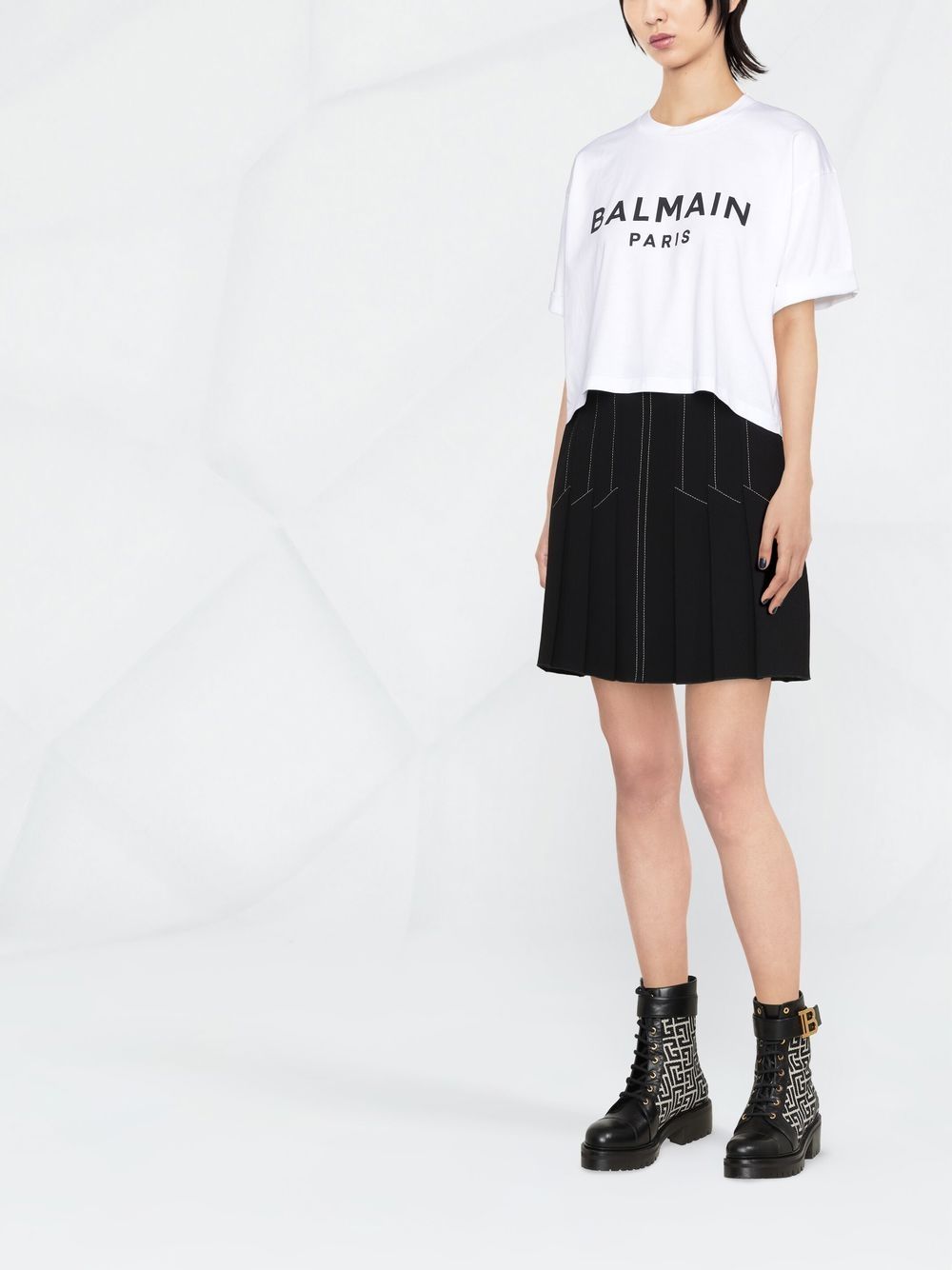 Къса тениска с лого на Balmain