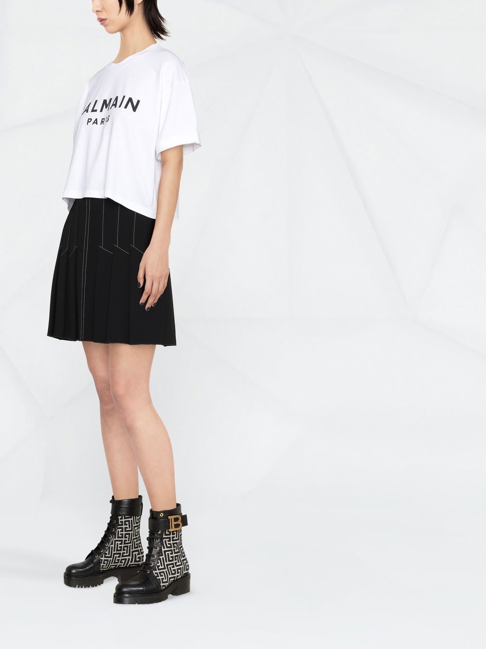 Къса тениска с лого на Balmain