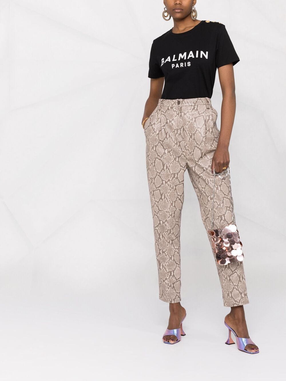 Памучна тениска с лого на Balmain