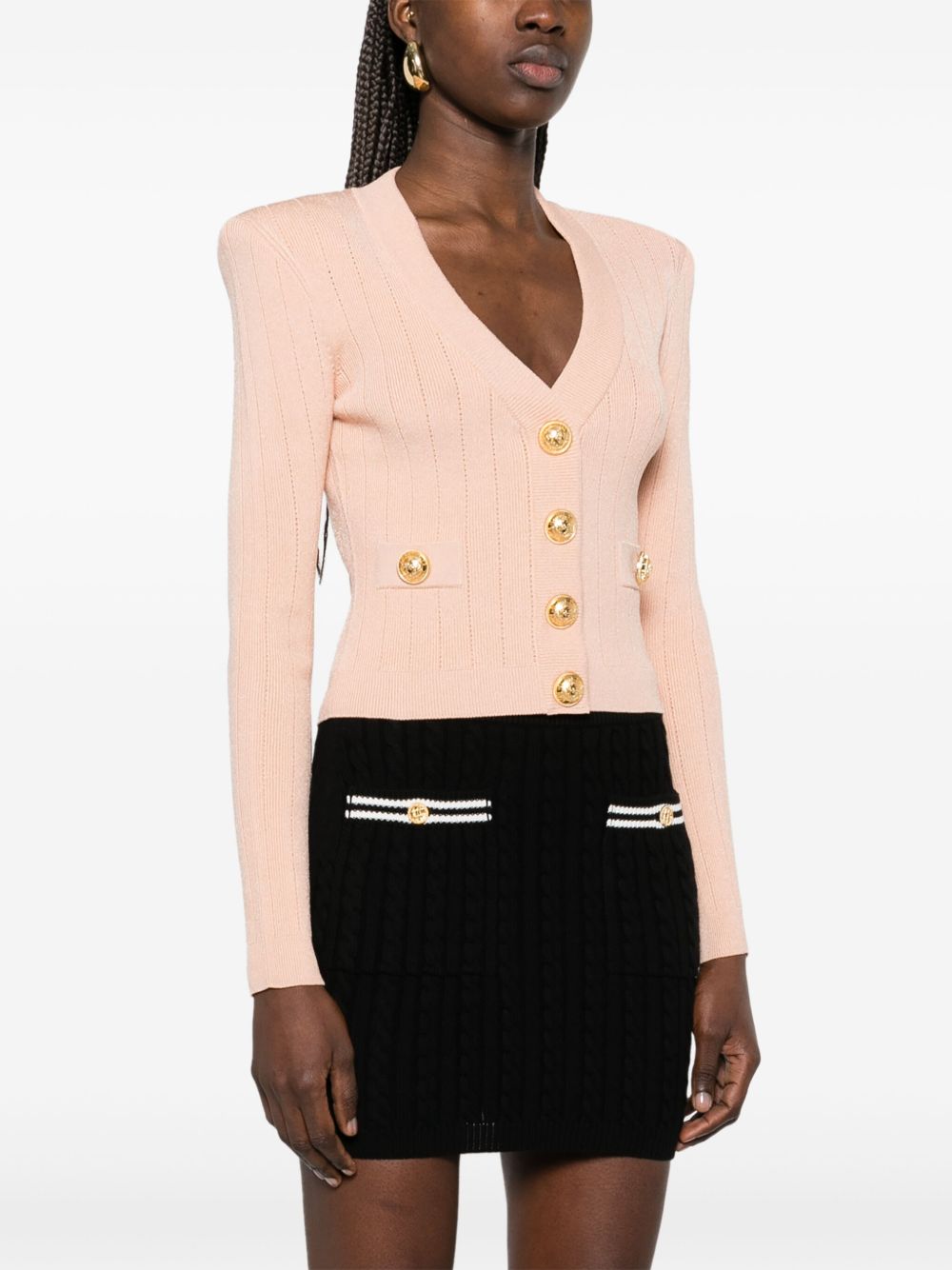 Къс плетен кардиган Balmain