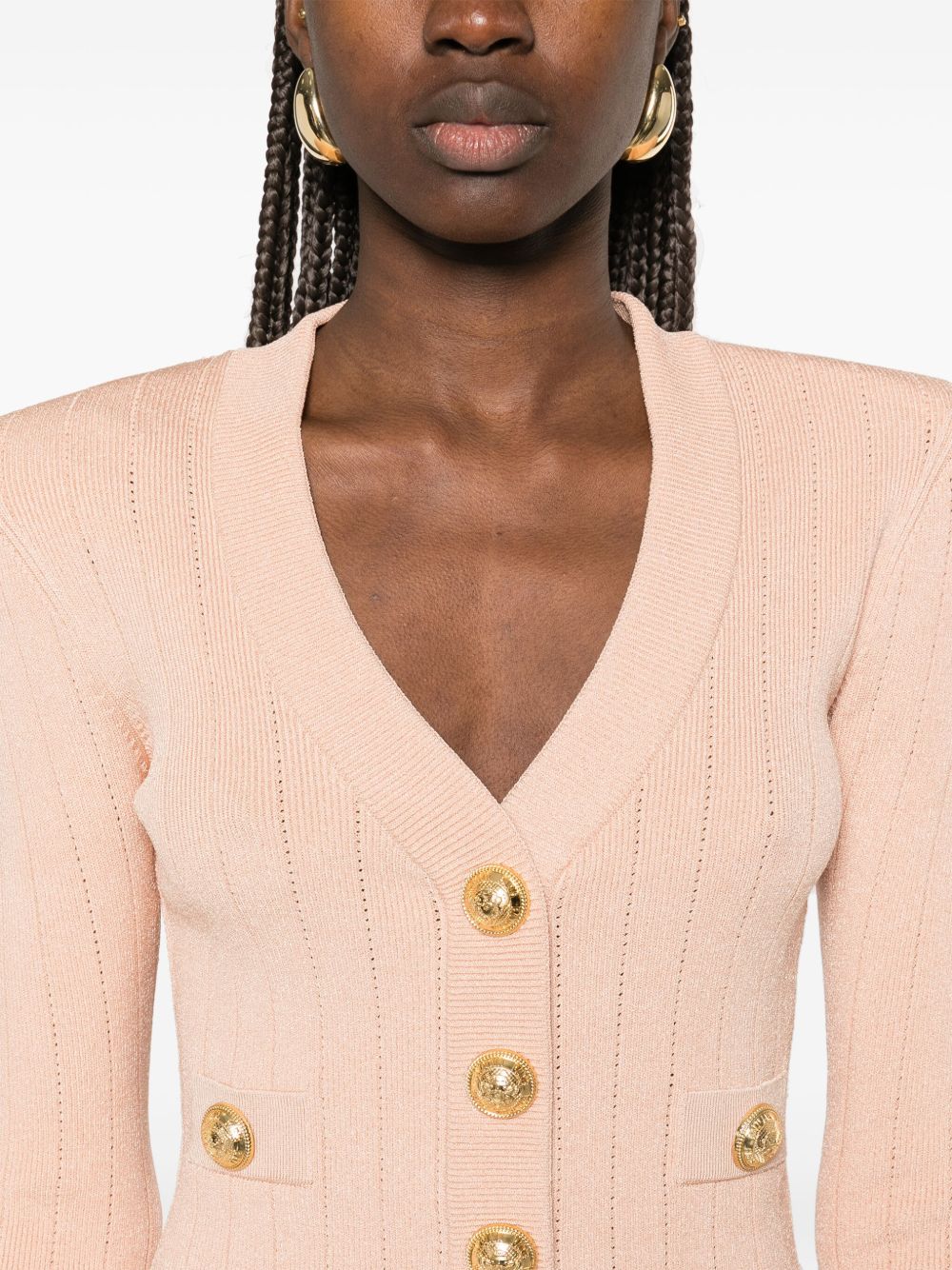 Къс плетен кардиган Balmain